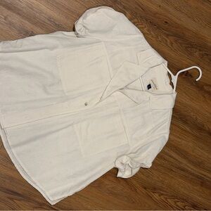 Linen Cream Button-Up Short Sleeve Shirt